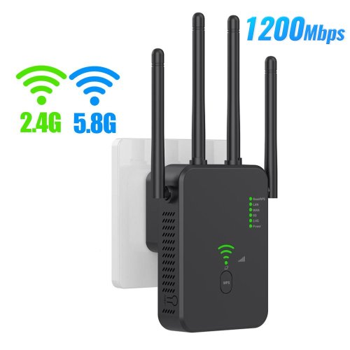 Afbeelding van Draadloze 5G WiFi Repeater met 1200 Mbps Snelheid – Dual Band WiFi Booster voor Uitgebreide Bereik en Stabiele Verbinding