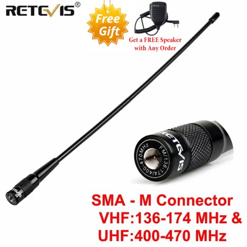 Afbeelding van Hoge-kwaliteit SMA-mannelijke VHF/UHF Zweepantenne voor Retevis RT3S, RA89, HA1UV, H777, Baofeng UV-3R en TYT Walkietalkies