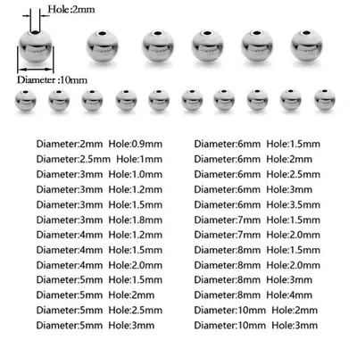 Image de Perles Acier Inoxydable 2-10mm - Parfaites pour Brésiliens & Bracelets