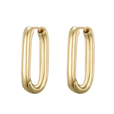 Image de Boucles d'oreilles dorées géométriques avec zircons - Élégantes et sophistiquées