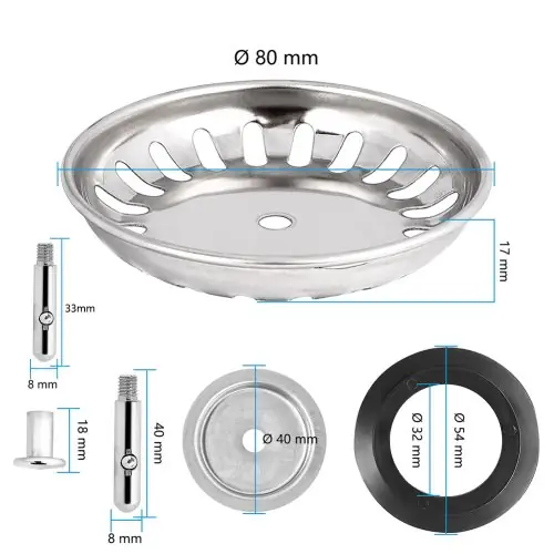 Image de Filtre de Vidange Évier Cuisine - Acier Inoxydable Premium