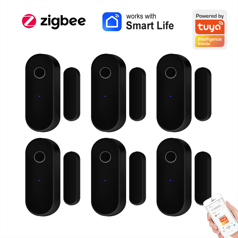 Image of Tuya Smart Zigbee Door Sensor Door Window Open Close Detector Black Smart Home Security System Work With Gateway Smart Life APP