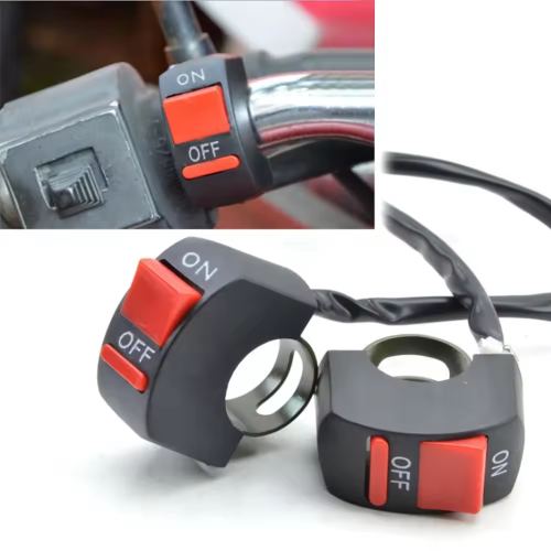 Immagine di Interruttore di spegnimento della fiamma del manubrio del motociclo Pulsante ON OFF per la lampada di segnalazione del faro della bici da moto Pulsante di controllo universale 12V