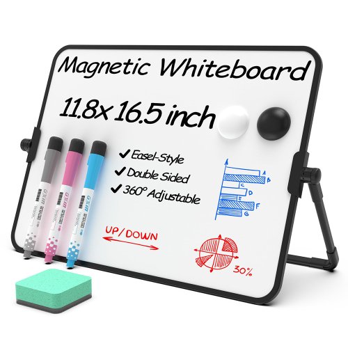 Image of Portable Dry Erase Whiteboard with Adjustable Stand – Erasable Writing Surface for Home Office, Classroom, and Presentations – A3 & A4 Sizes Included