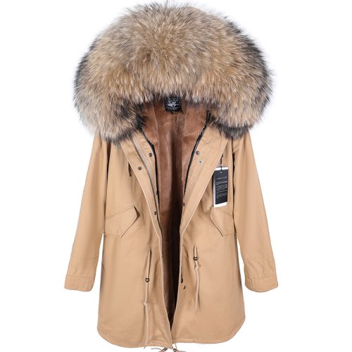 Imagen de Maomaokong-abrigo con forro de piel Natural para mujer, chaqueta de piel auténtica con cuello de pie...