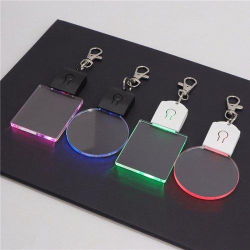 Image of 3D Acrylic LED Keychain with RGB Colorful Night Light – DIY Decorative Key Pendant Lamp for Wedding, Christmas & Gift Ideas