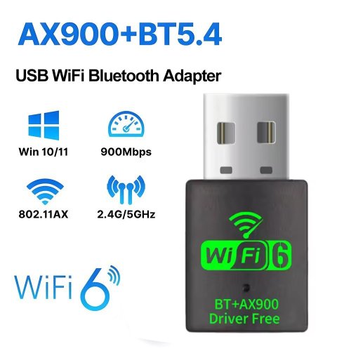 Immagine di Adattatore WiFi 6 USB 2.0 Mini con Bluetooth 5.4 2 in 1 - Scheda di Rete Dual Band 2.4GHz e 5GHz per PC Windows 10/11