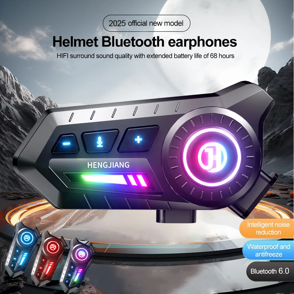 Immagine di Cuffia Bluetooth per Casco da Moto con Vivavoce Stereo, Riduzione del Rumore e Altoparlante Integrato – Auricolare Wireless per Motociclisti