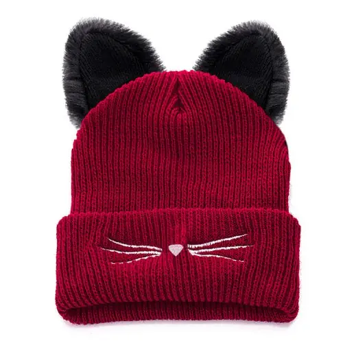 Image de Bonnet Chat Mignon avec Oreilles - Chapeau Hiver pour Femmes