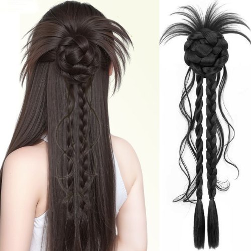 Afbeelding van Natuurlijke Synthetische Pruik met Twist Vlechten en Haarklauw – Trendy Clip-On Stijl voor Vrouwen en Meisjes