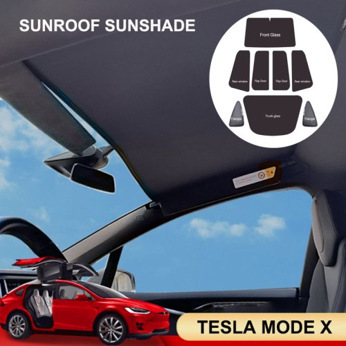 Afbeelding van Zonnescherm voor Tesla Model X 2024 - Achterruit, Glazen Dak en Dakraam Bescherming met Mesh Netto Zonnedak Blind & Vizier