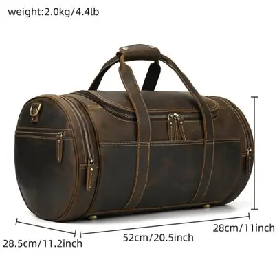 Image de Sac de Voyage Vintage en Cuir pour Homme - Élégant & Résistant