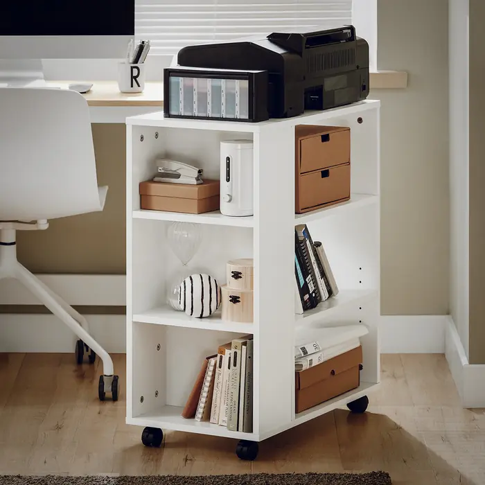 Image de Table d'impression avec 7 étagères, armoire à roulettes blanche 60x75x35 cm