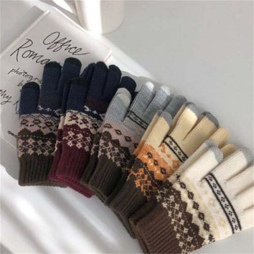 Immagine di Guanti invernali per touch screen Donna Uomo Moda Guanti a dita intere in maglia elasticizzata calda