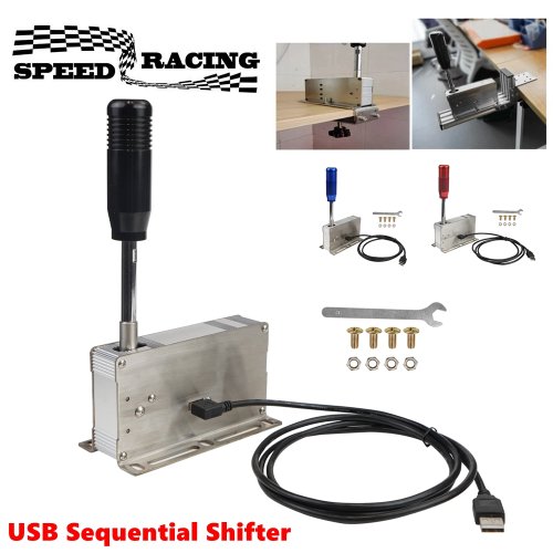 Immagine di Leva di Cambio Sequenziale per PC con USB - Shifter H per Simulazione Guida, Compatibile con Logitech G25, G27, G29, G920, G923 e Thrustmaster T300RS GT, T500 - Ideale per Euro Truck Simulator 2