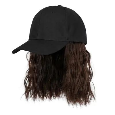 Image de Perruque Casquette Baseball Courte & Bouclée - Marron Noir