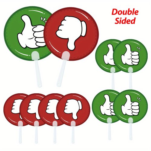 Image of Double-Sided Thumbs Up/Thumbs Down Handheld Sign Paddle for Classroom Voting and Interactive Learning Activities