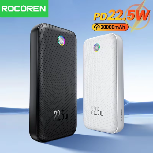 Imagen de Powerbank Portátil de 20000mAh con Carga Rápida QC y PD 3.0, Banco de Energía ROcoren 22.5W para iPhone 17 Pro, iPad y Dispositivos Móviles