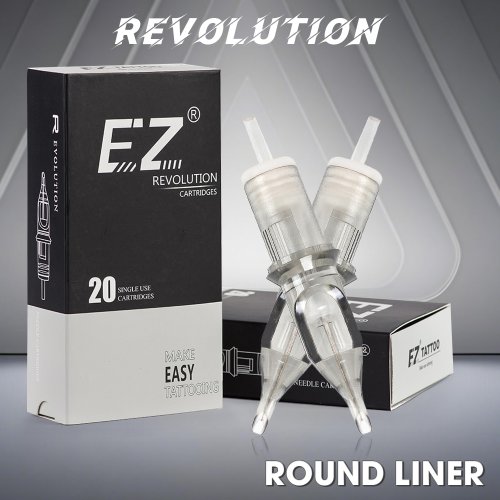 Imagen de Agujas de Cartucho para Tatuaje RC0803RLT EZ Revolution, Revestimiento Redondo Súper Apretado X-Taper 7mm, Compatible con Máquina de Pluma Rotativa, Paquete de 20 Unidades