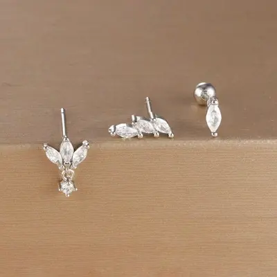 Image de Boucles d'oreilles Couronne Or 14K - Ensemble 3 Pièces