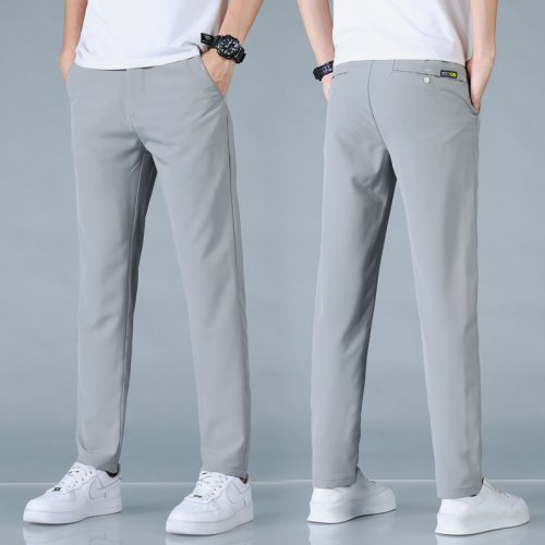 Afbeelding van Stijlvolle Heren Zomerbroek met Elastische Taille – Ultradunne, Slanke Rechte Pijpen voor Sport, Golf en Casual Dragen