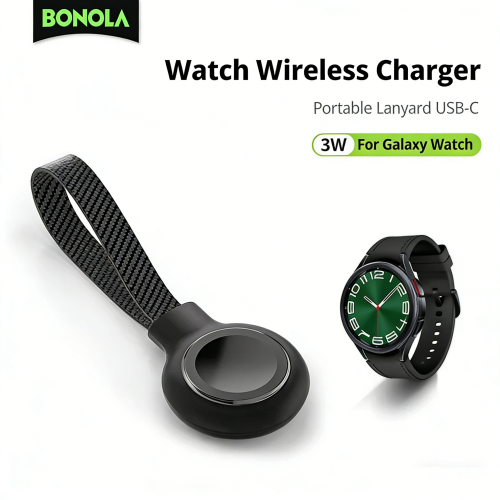 Afbeelding van Magnetische Draadloze Oplader voor Samsung Galaxy Watch Ultra, 8, 7, 6 & 5 – Portable Type-C Lanyard Horlogelader met Snel Opladen