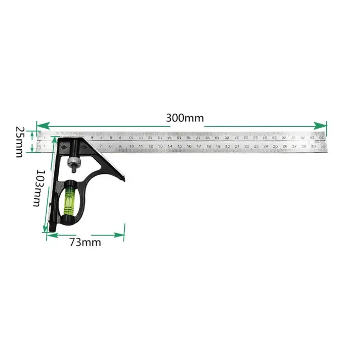 Image de Règle Carrée 300mm Acier Inoxydable - Précision Angulaire pour Charpentier