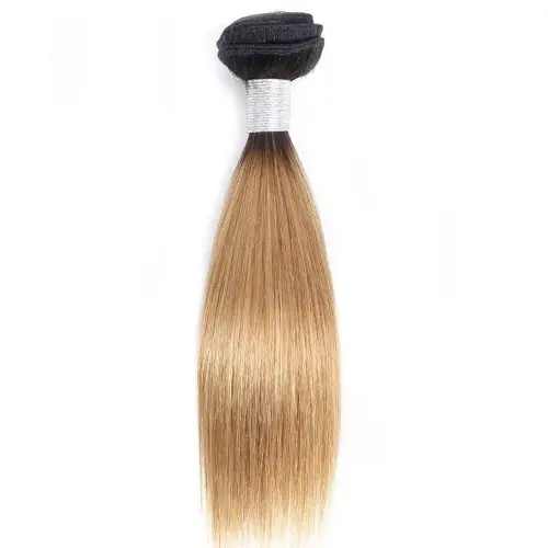 Image de Extensions Cheveux Humains Lisses Blond Miel Ombré