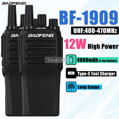Immagine di 1/2PCS BaoFeng BF-1909 Walkie Talkie BF 1909 12W Ad Alta Potenza A Lungo Raggio UHF Radio Bidirezionale Tipo-C Trasmettitore di Ricarica Per La Caccia