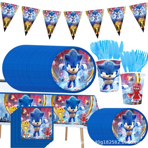 Afbeelding van Sonic Verjaardagsfeest Decoratie Set met Action Figure