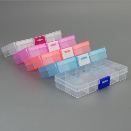 Afbeelding van Verstelbare Plastic Sieradenopbergdoos met 10 Slots – Ideaal voor Kralen, DIY Sieraden & Craft Projecten