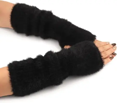Image de Gants Sans Doigts Chauffants Velours Y2K - Style Vison Automne-Hiver