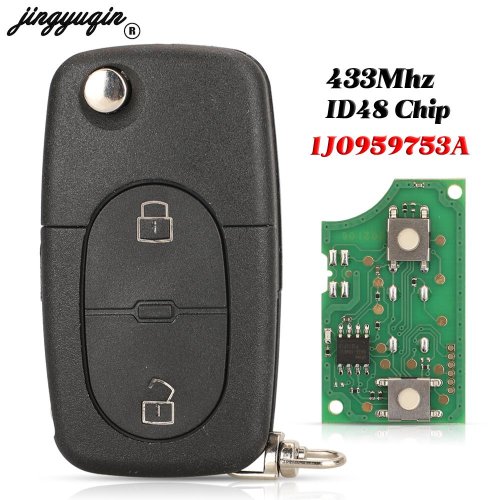 Afbeelding van Vervangende Flip Afstandsbediening met ID48 Chip voor Volkswagen Golf 4, Passat MK4, Seat, Skoda – 433MHz Autosleutel Fob Hu66 Blade