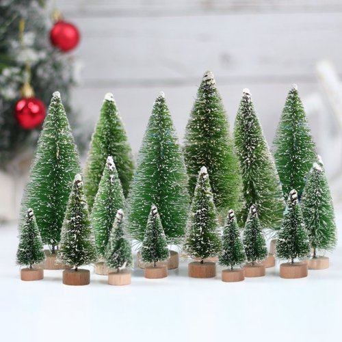 Imagen de Árbol de Navidad Artificial Miniatura de Madera con Diseño Torre en Colores Oro, Azul, Verde y Blanco, Hecho de Sisal, Adorno de Mesa para Decoración Navideña