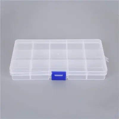 Image de Boîte de Rangement Bijoux Transparente - 15 Grilles Réglables