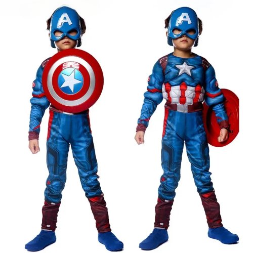 Image de Costume Captain America pour Garçon - Déguisement Super Héros Bleu