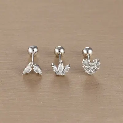 Image de Boucles d'oreilles Couronne Or 14K - Ensemble 3 Pièces