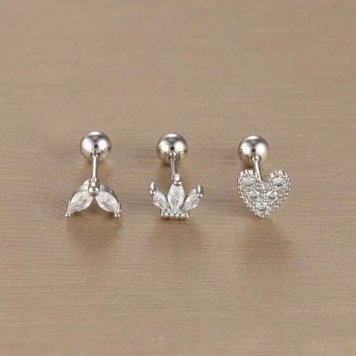 Image de Boucles d'oreilles Couronne Or 14K - Ensemble 3 Pièces