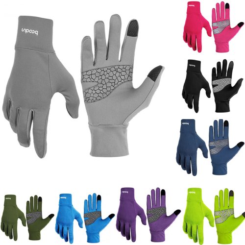 Zdjęcie Rękawice zimowe do biegania i jazdy na rowerze terenowym z ekranem dotykowym – ciepłe, wodoodporne rękawice sportowe dla mężczyzn i kobiet