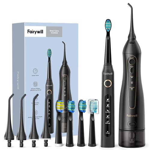 Imagen de Irrigador Dental Portátil Inalámbrico con Carga USB, Limpiador Oral IPX7 Resistente al Agua, Kit Completo con Cepillo de Dientes Eléctrico para Uso en Casa