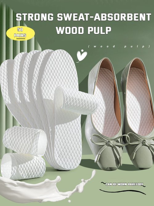 Immagine di Solette usa e getta in polpa di legno naturale – 1, 5 o 10 paia per uomo e donna, sottili, traspiranti, assorbenti e confortevoli per scarpe