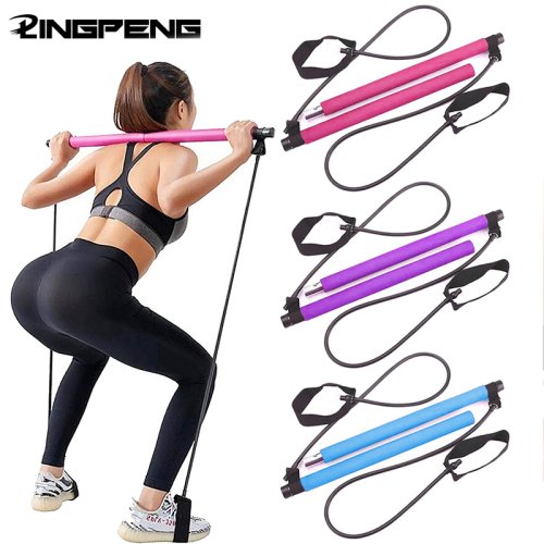Afbeelding van Multifunctionele Pilates Bar Combinatie Fitness Bar Yoga Borstuitbreiding Spantouw Rugtrainer Elastisch touw Stretchriem