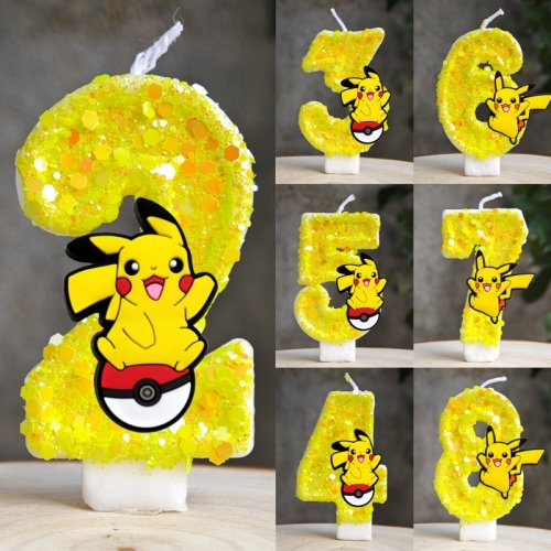 Immagine di Candela da Torta Pokémon Pikachu Numero 0-9 – Decorazione per Compleanno Bambini, Festa a Tema, Baby Shower, Accessorio per Torte, Personaggio Cartone Animato