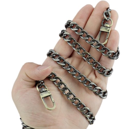 Zdjęcie Elegancki Pasek z Łańcuszkiem do Torebki – Wymienne Uchwyty Metalowe z Klamrami, Idealne do Portfeli i Torb damska