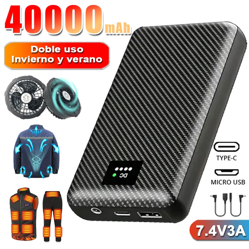 Image of 40000mAh Powerbank for Heating Vest Jacket Gloves Heated Auxiliary Battery DC 7.4V Portable PowerBank Electric Heating Equipment
