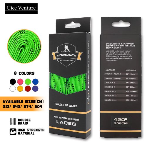 Cordones para Patines de Hockey sobre Hielo UICE, en Caja, 84/96/108/120 Pulgadas, Doble Capa Trenzada, Extra Reforzados