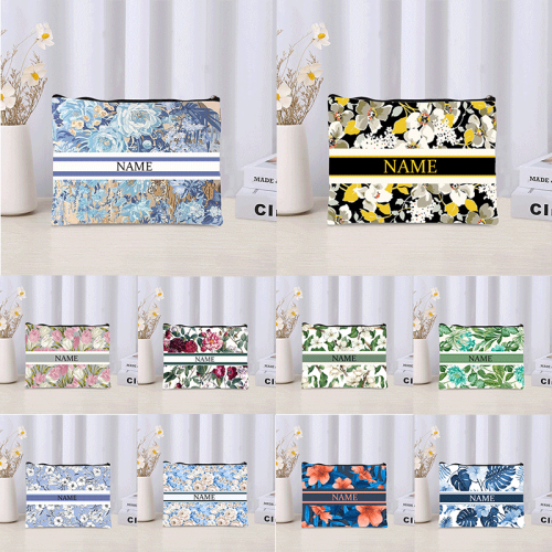 Imagen de Bolsa de Maquillaje Personalizada con Nombre - Estilo Floral Moderno