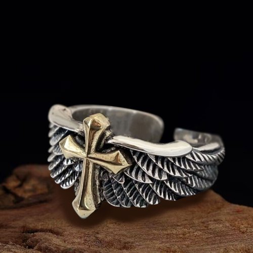 Immagine di Anello Punk Retro con Piume Incrociate - Unisex