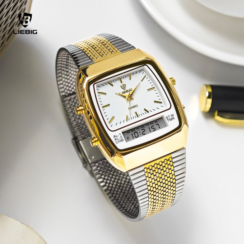 Image of Liebig Luxury Dual Display Quartz Watch for Men and Women – Fashionable Digital Wristwatch with Waterproof Design for Outdoor Sports and Everyday Use
