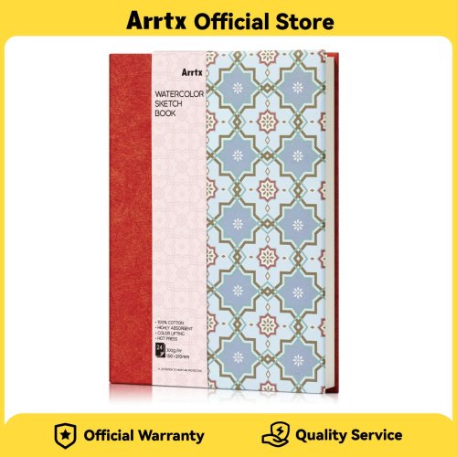 Immagine di Quaderno per Schizzi ad Acquerello Arrtx in Cotone Manuale, 300 g/m², 24 Fogli, Senza Acidi, Ideale per Pittori e Artisti
